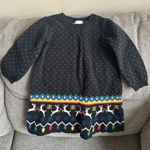 Hanna Andersson Black Knit Christmas Holiday Dress, 18-24 months